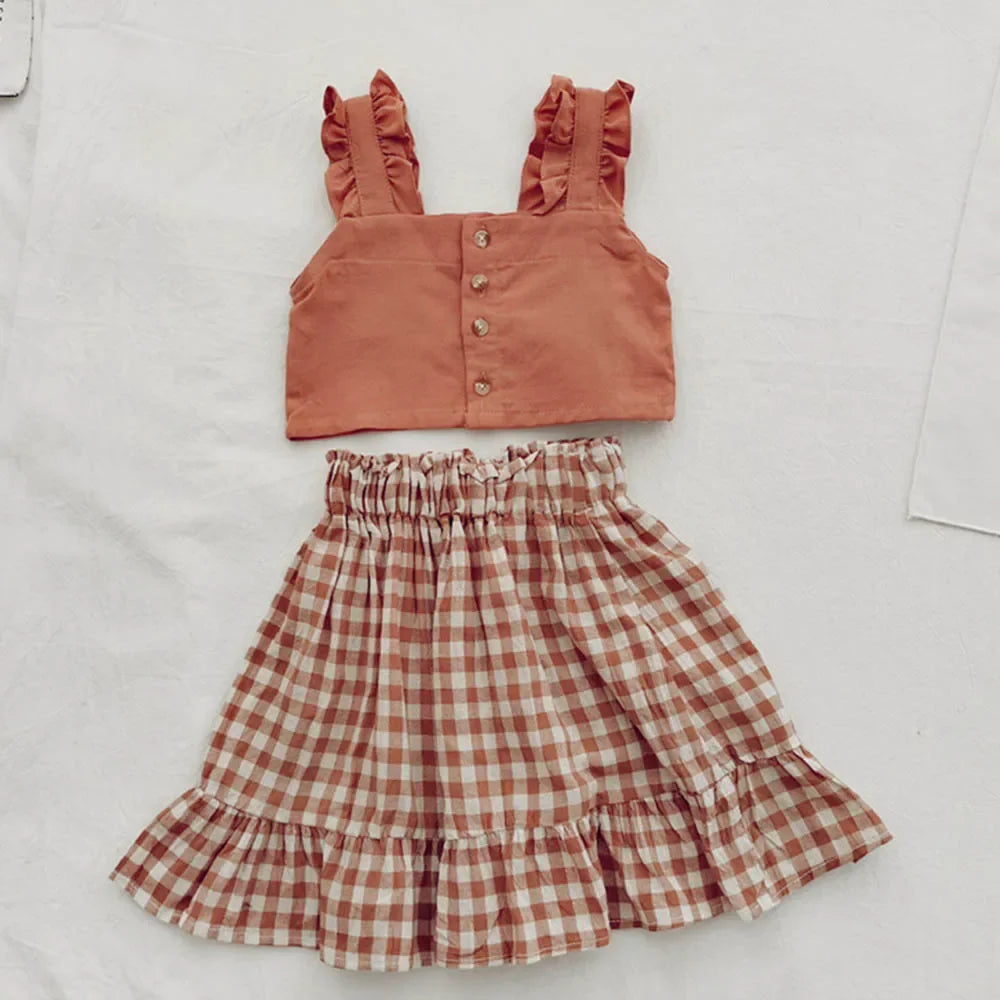 Kids Girls Clothing Sets Summer New Style Brand  Baby Short Sleeve T-Shirt+Pant Dress 2Pcs Children Clothes Suits